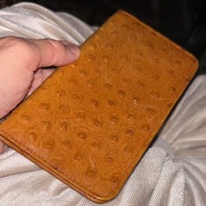 Cognac full quill ostrich  Leather $ Wallet